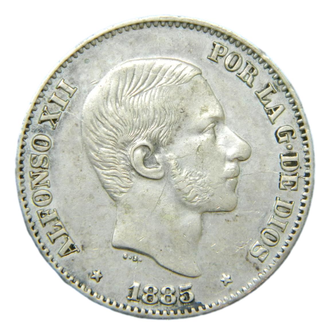 1885 - ALFONSO XII - 50 CENTAVOS DE PESO - MANILA  - EBC