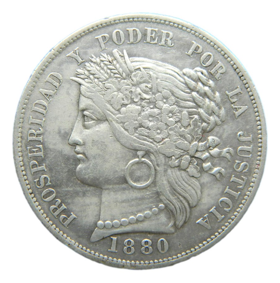 1880 B - PERU - 5 PESETAS - LIMA - PLATA