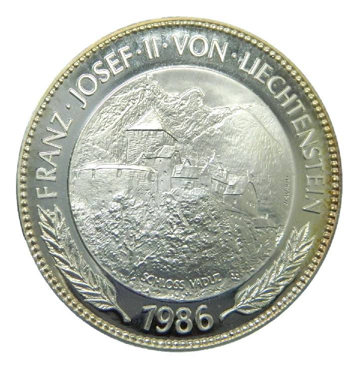 1986 - 5 ONZAS PLATA FINA - 10 TALER - CASTILLO DE VADUZ