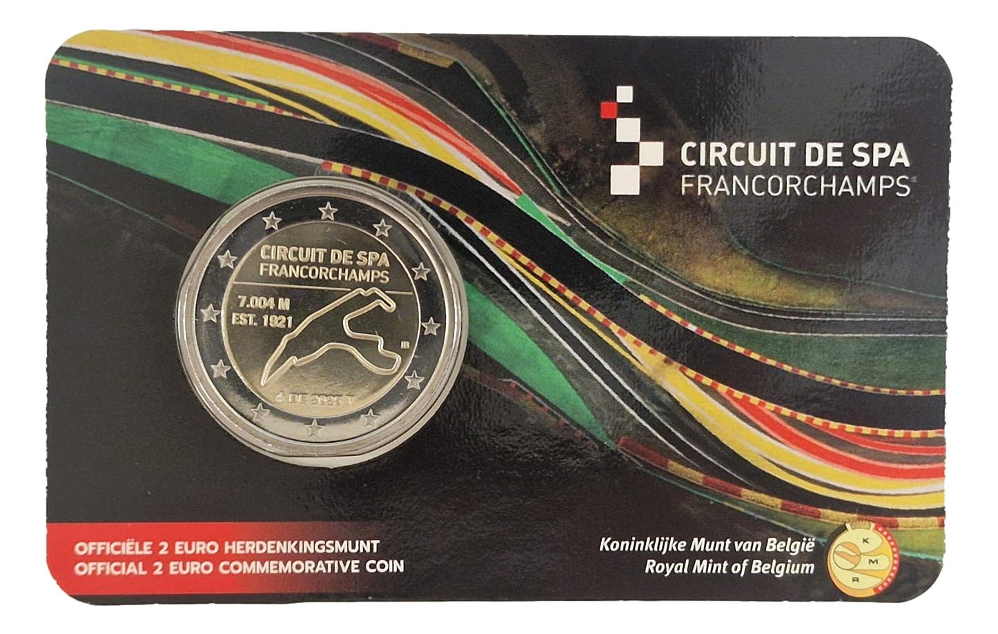 2025 - BELGICA - 2 EURO - CIRCUITO DE SPA  - FRANCORCHAMPS - COINCARD - HOLANDES