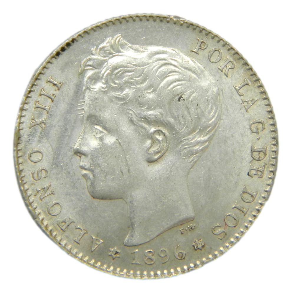 1896 *18-96 - ALFONSO XIII - 1 PESETA - PGV - EBC+