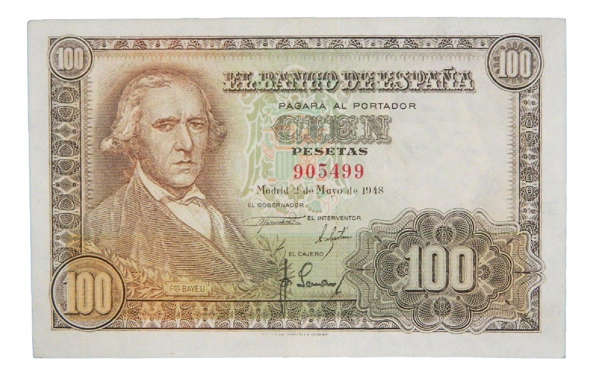 1948 - ESPAÑA - BILLETE - 100 PESETAS - SIN SERIE - MBC