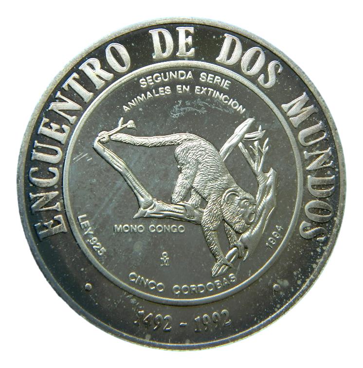 1992 - NICARAGUA - 5 CORDOBAS - MONO CONGO
