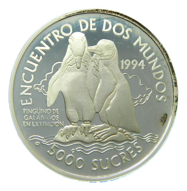 1994 - ECUADOR - 5000 SUCRES - ENCUENTRO DE DOS MUNDOS - PINGUINO DE GALAPAGOS