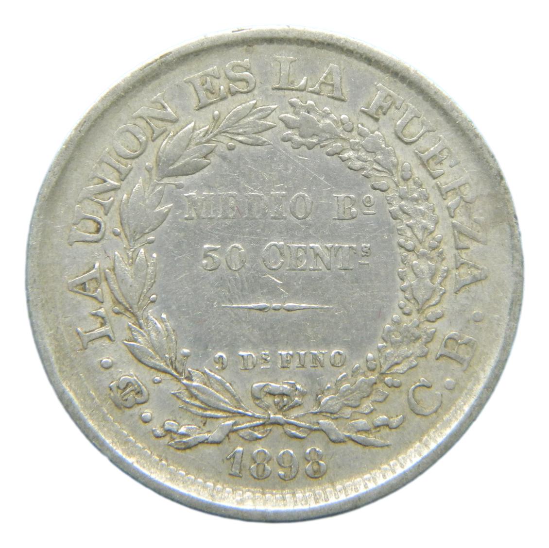 1898 CB- BOLIVIA - 50 CENTAVOS - 1/2 BOLIVIANO - POTOSI
