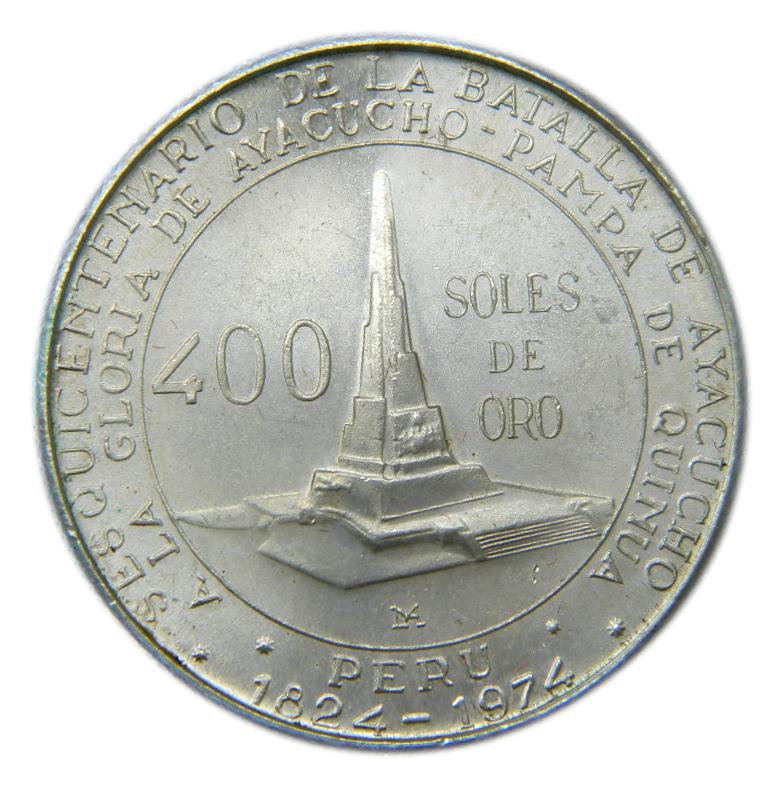 1976 - PERU - 400 SOLES DE ORO - PLATA
