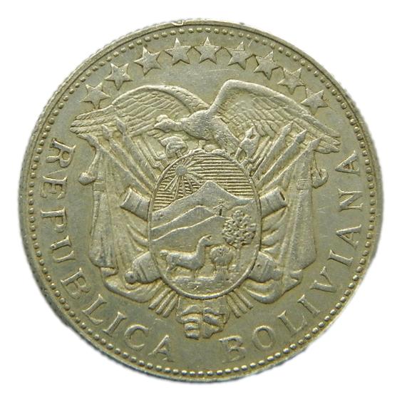 1900 - BOLIVIA - 1/2 BOLIVIANO - 50 CENTAVOS - PLATA