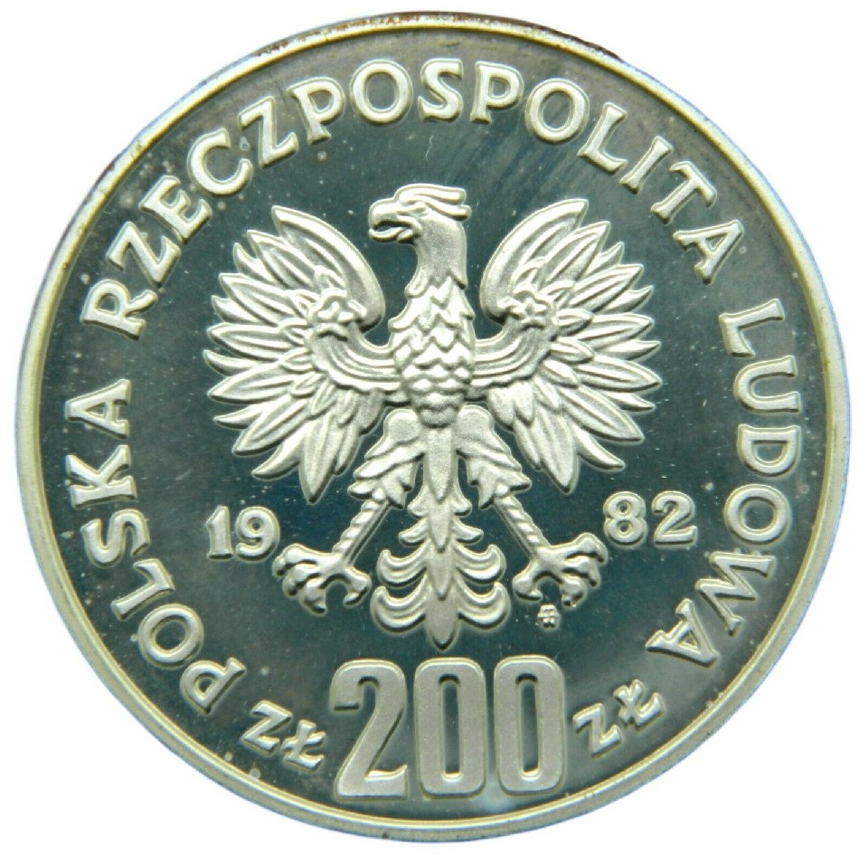 1982 - POLONIA - 200 ZLOTYCH - PRUEBA - PLATA PROOF