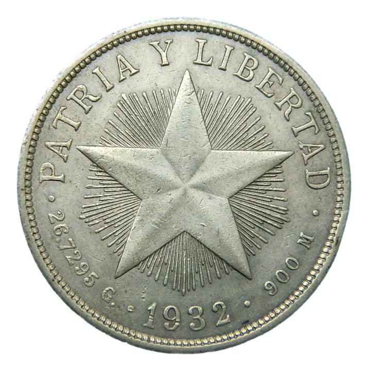 1932 - CUBA - 1 PESO - PATRIA Y LIBERTAD - PLATA