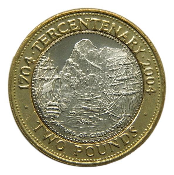 2004 - GIBRALTAR - 2 POUNDS - 300 ANIVERSARIO OCUPACION BRITANICA