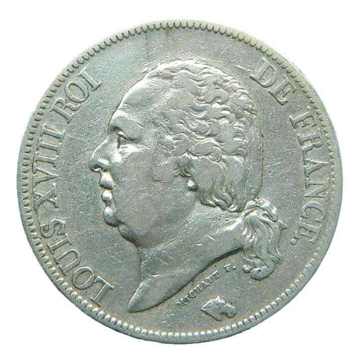 1821 A - FRANCIA - 5 FRANCS - LOUIS XVIII - PLATA