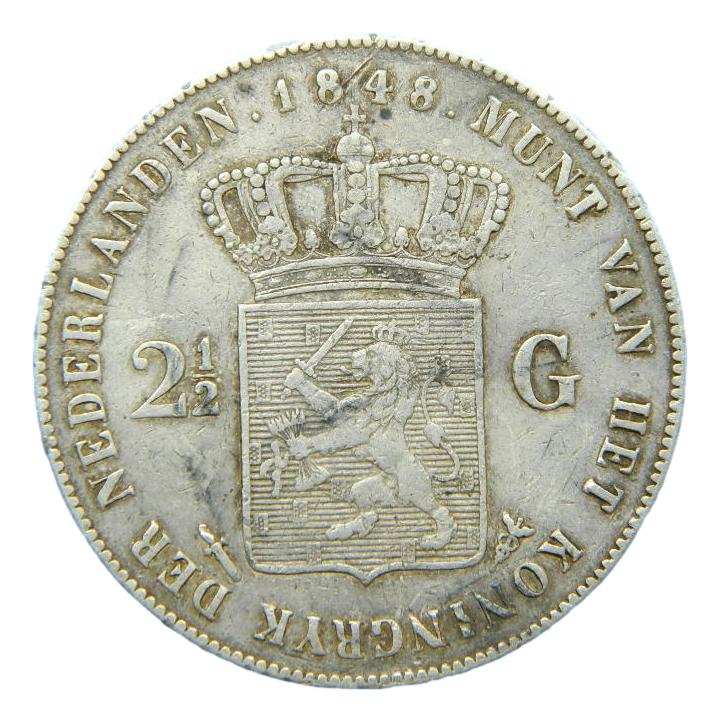 1848 - HOLANDA - 2 1/2 GULDEN - PLATA - WILLEM II