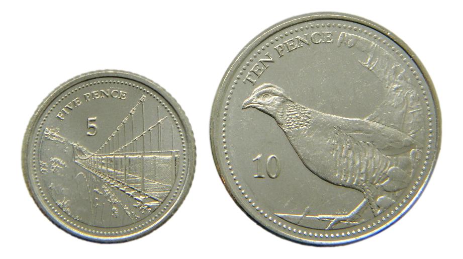 2020 - GIBRALTAR - 10 Y 5 PENCE - PAJARO - PUENTE