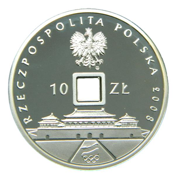 2008 - POLONIA - 10 ZLOTYCH - OLIMPIADAS PEKIN - HUECO CUADRADO