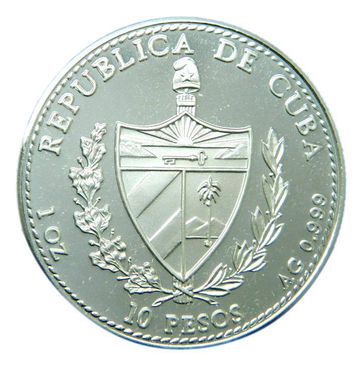 1990 - CUBA - 10 PESOS - ELISABET - V CENTENARIO - PLATA