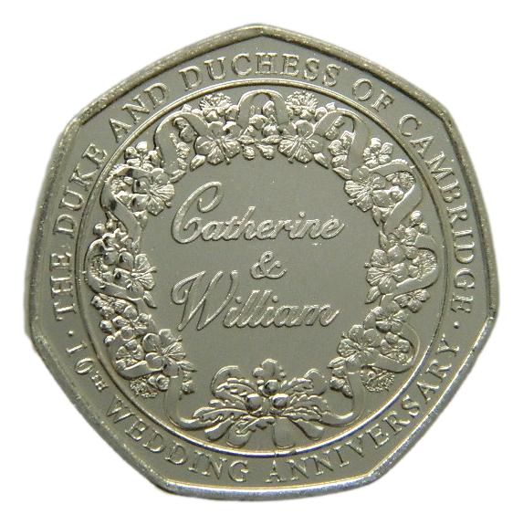 2021 - GIBRALTAR - 50 PENCE - 10 ANIV BODA