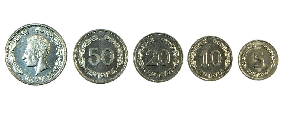 ECUADOR - SERIE 5 MONEDAS - CENTAVOS -  SUCRE