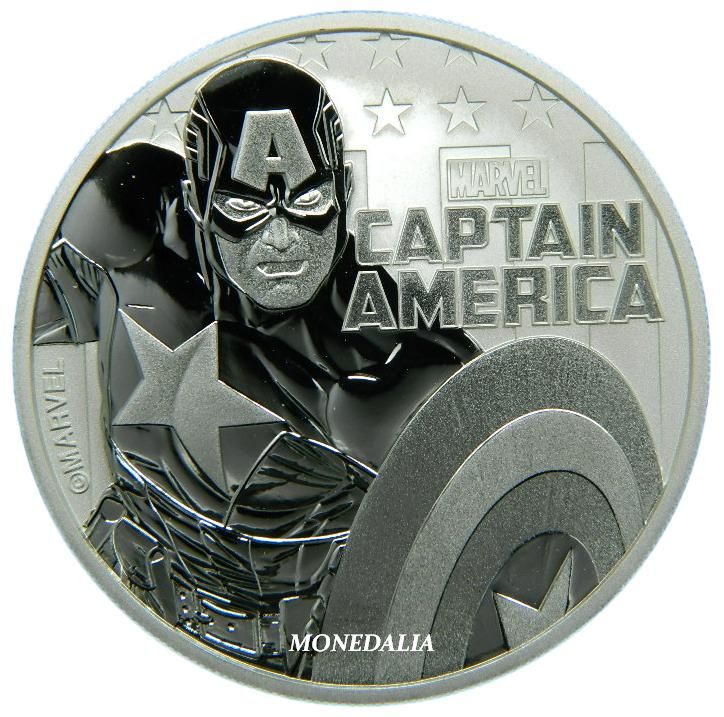 2019 - TUVALU - ONZA PLATA - DOLAR - CAPITAN AMERICA - MARVEL