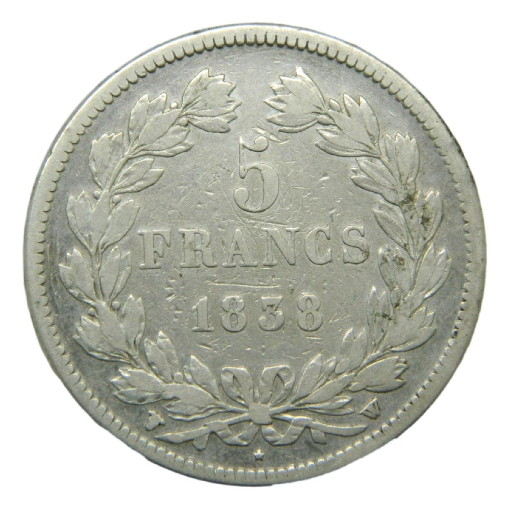 1838 W - FRANCIA - 5 FRANCOS - LILLE - PLATA - S6