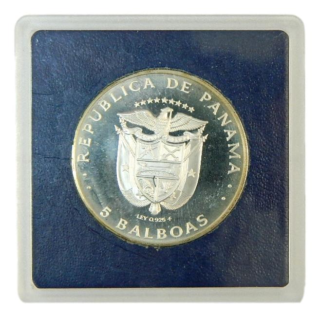 1979 - PANAMA - 5 BALBOAS - PLATA PROOF - CANAL