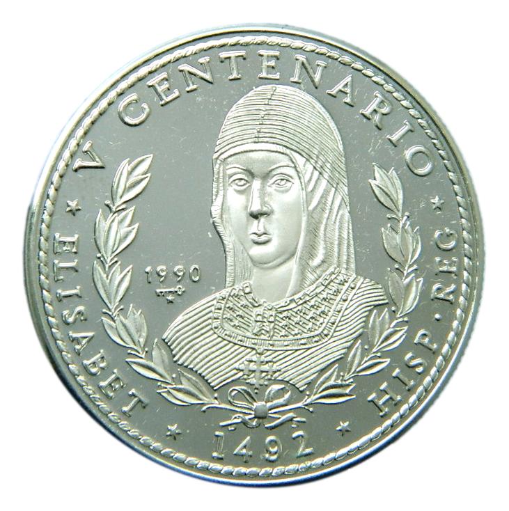 1990 - CUBA - 10 PESOS - ELISABET - V CENTENARIO - PLATA
