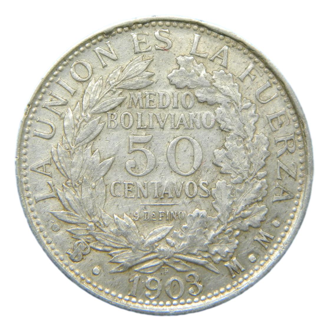 1903 MM - BOLIVIA - 50 CENTAVOS - 1/2 BOLIVIANO - POTOSI