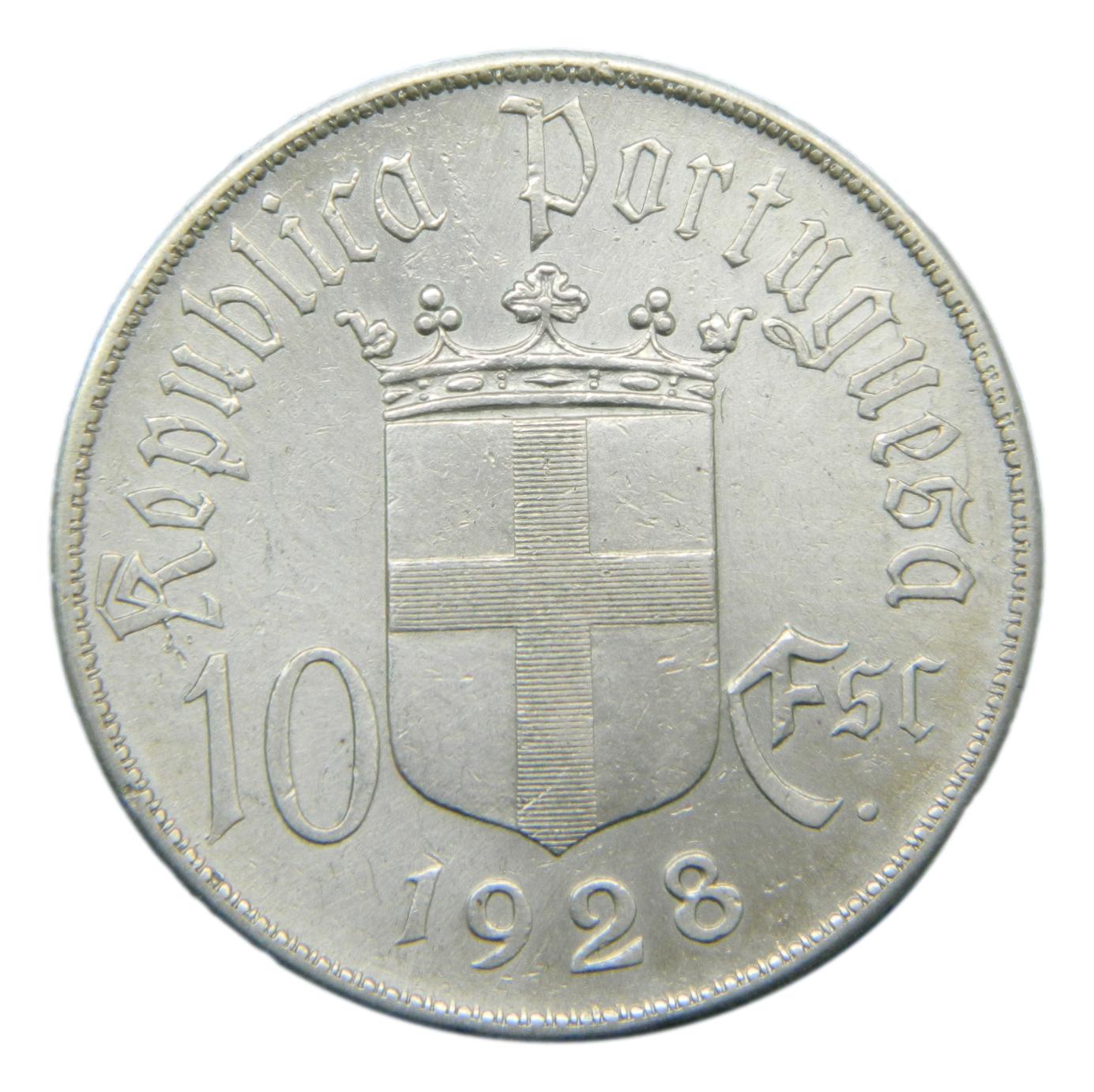 1928 - PORTUGAL - 10 ESCUDOS - PLATA - S6