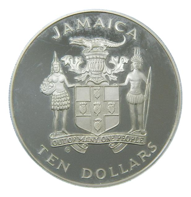 1982 - JAMAICA - 10 DOLARES - FUTBOL - PLATA