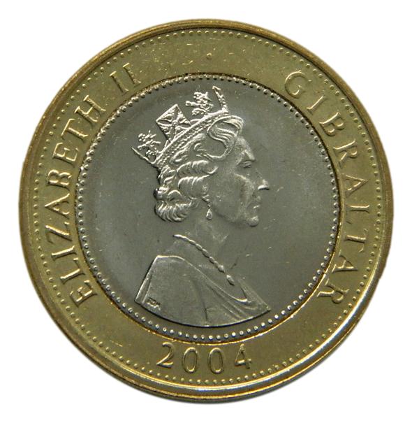 2004 - GIBRALTAR - 2 POUNDS - 300 ANIVERSARIO OCUPACION BRITANICA