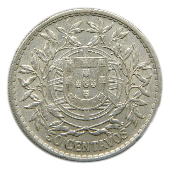 1913 - PORTUGAL - 50 CENTAVOS - PLATA