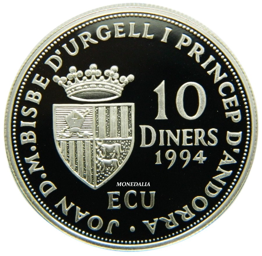 1994 - ANDORRA - 10 DINERS - ONU 1993 - PLATA