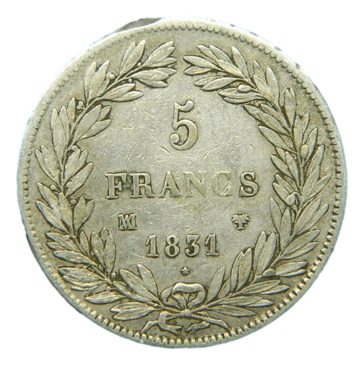 1831 MA - FRANCIA - 5 FRANCS - MARSELLA