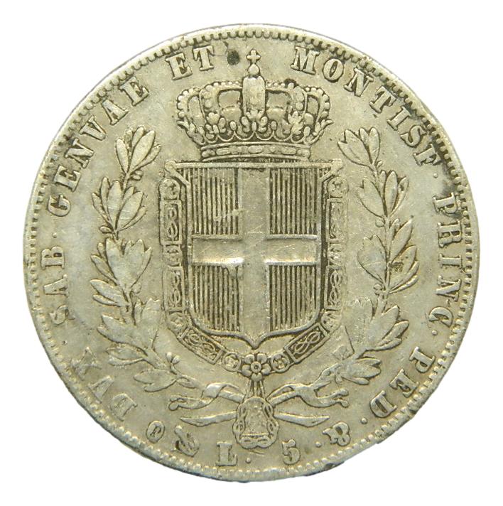1847 - ITALIA - 5 LIRE - CARLOS ALBERTO - CERDEÑA