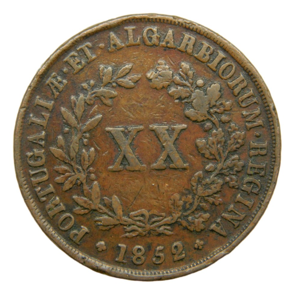 1852 - PORTUGAL - 20 REIS - MARIA II - S6