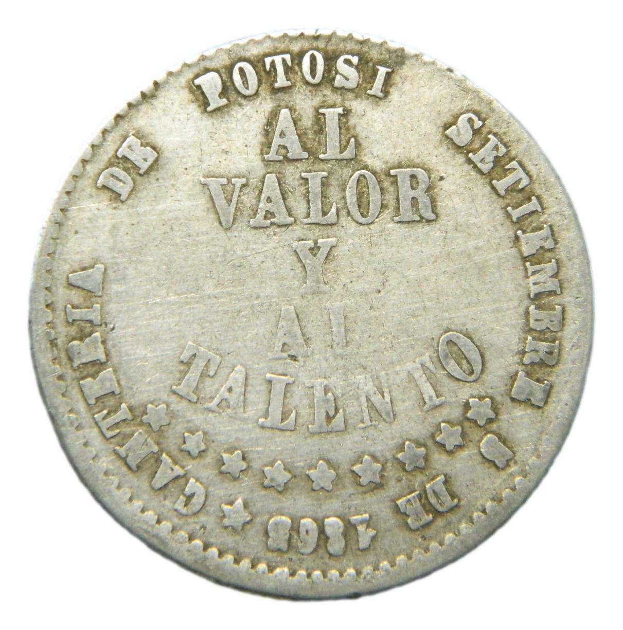 1865 - BOLIVIA - MEDALLA - POTOSI - PLATA