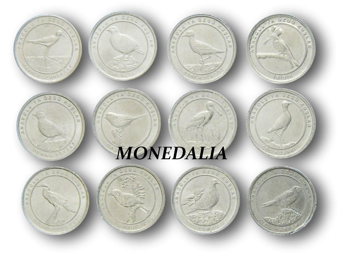 2020 - TURQUIA - 1 KURUS - 12 MONEDAS - AVES DE ANTALYA