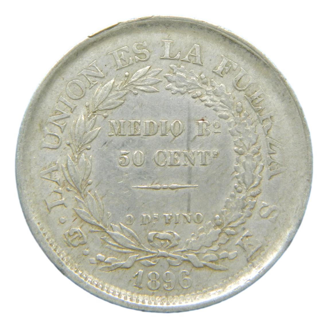 1896 ES - BOLIVIA - 50 CENTAVOS - 1/2 BOLIVIANO - POTOSI