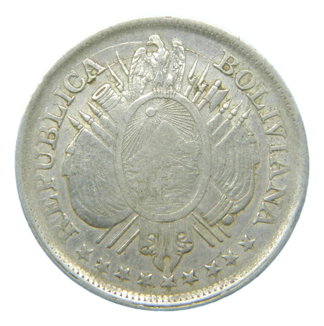 1898 CB- BOLIVIA - 50 CENTAVOS - 1/2 BOLIVIANO - POTOSI