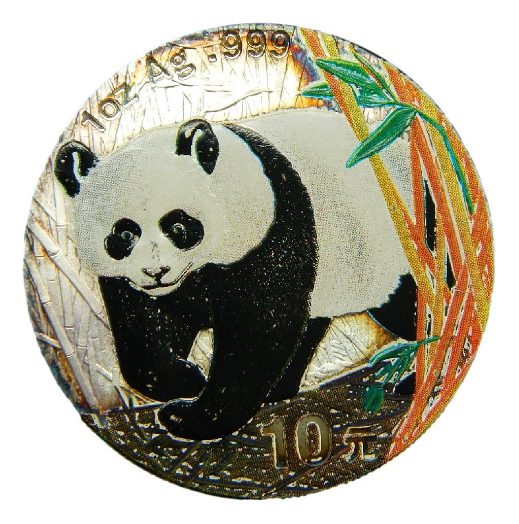 2002 - CHINA - 10 YUAN - PANDA - COLOR - ONZA PLATA