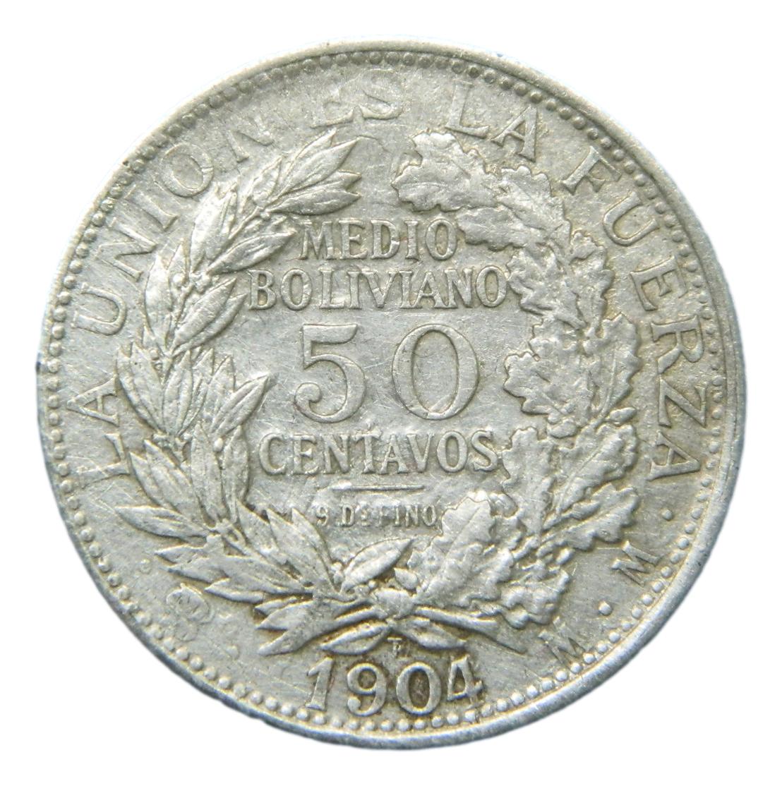 1904 MM - BOLIVIA - 50 CENTAVOS - 1/2 BOLIVIANO - POTOSI