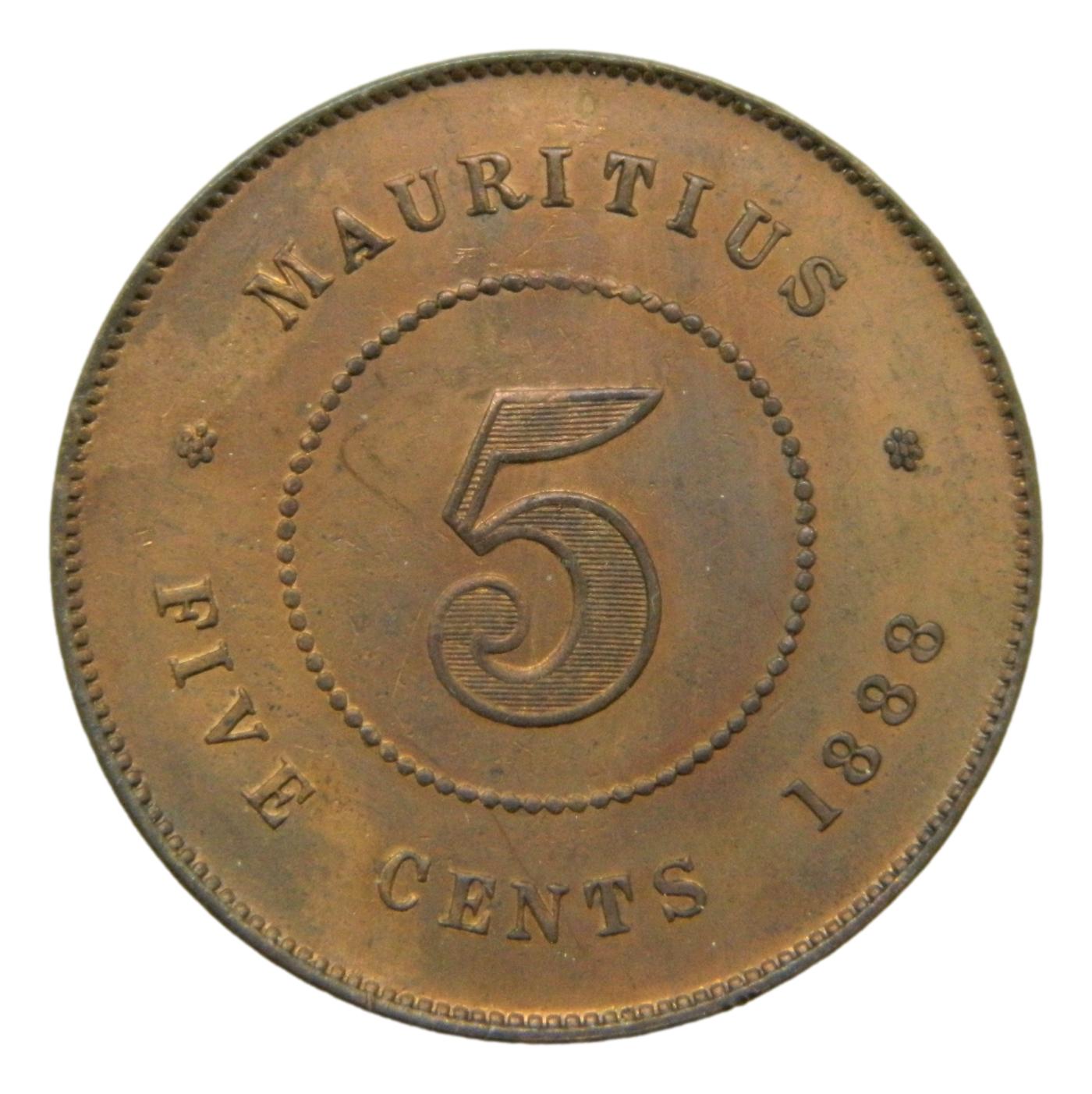 1888 - MAURICIO - 5 CENTS - VICTORIA - S6