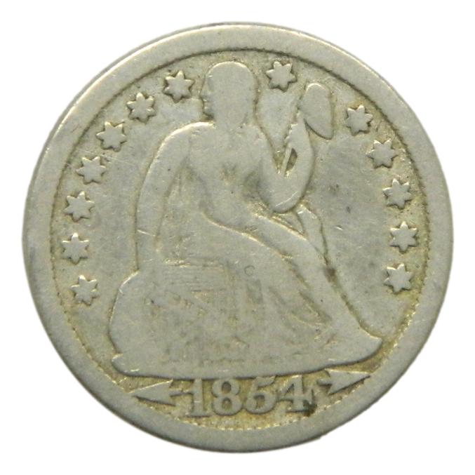 1854 - USA - 1 DIME - SEATED LIBERTY - PLATA