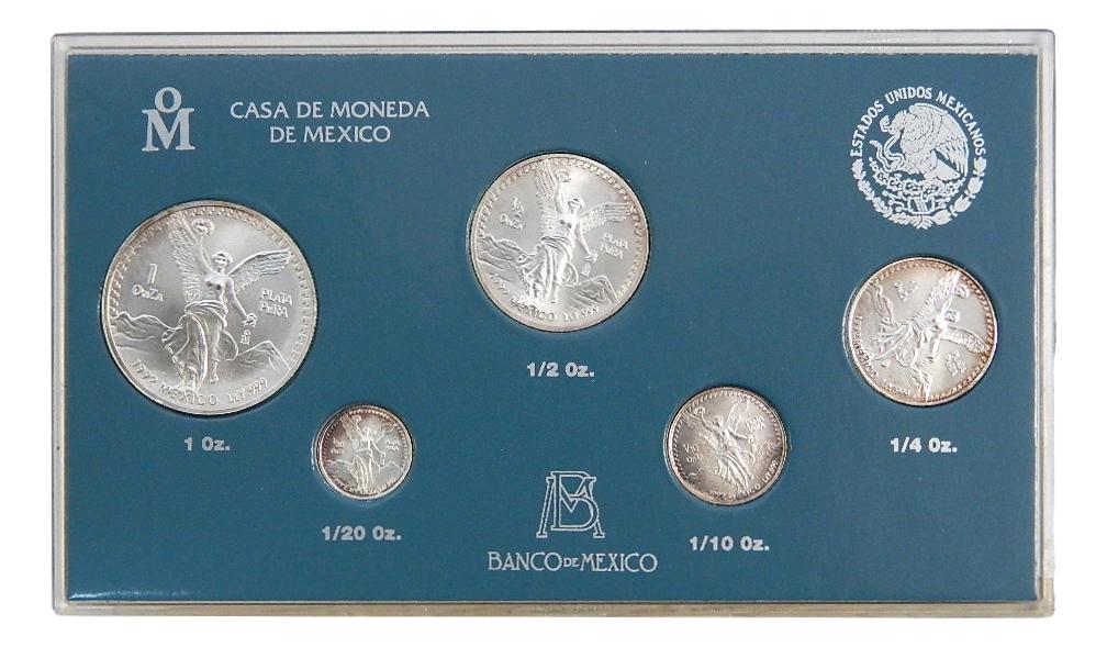 1992 - MEXICO - SET 5 MONEDAS - ONZA PLATA