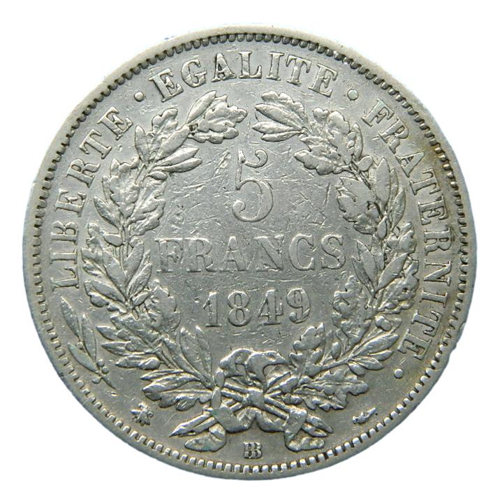 1849 BB - FRANCIA - 5 FRANCS - PLATA