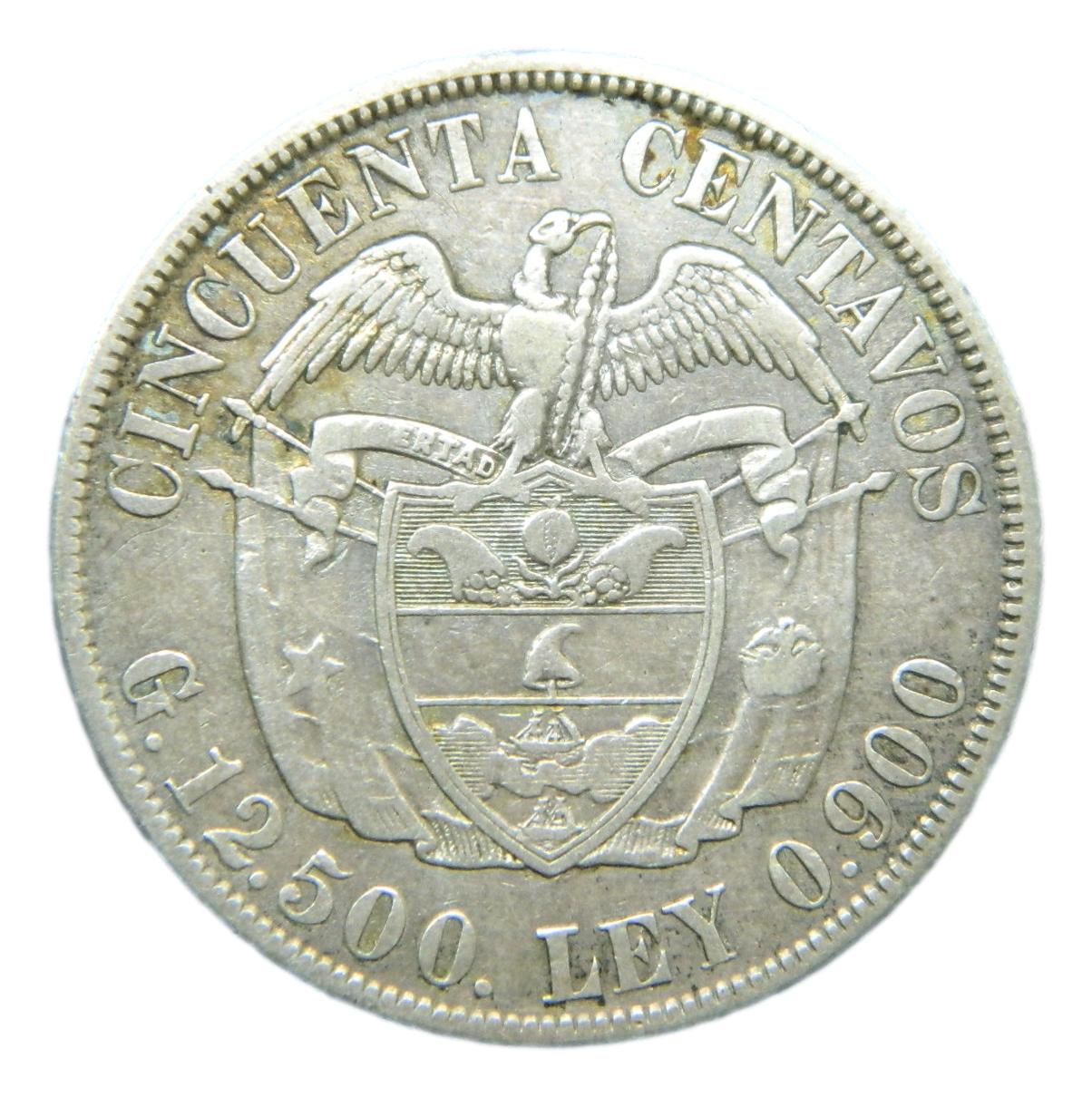 1922 - COLOMBIA - 50 CENTAVOS - PLATA