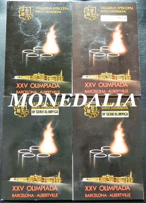 ANDORRA - COLECCION 8 MONEDAS - 20 DINERS - OLIMPIADA BARCELONA ALBERTVILLE - CARTERAS 