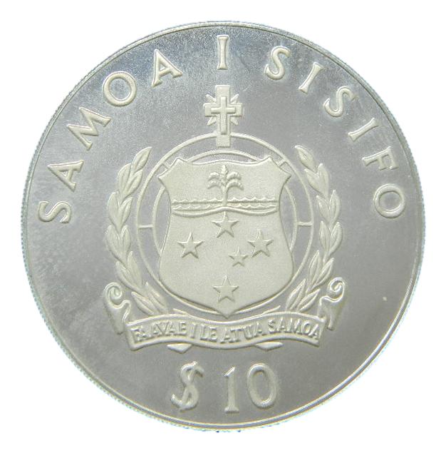 1982 - SAMOA Y SISIFO - 10 DOLARES - COMMONWEALTH GAMES - PLATA