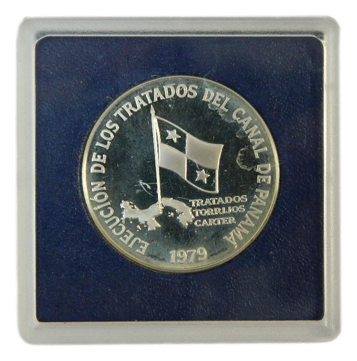 1979 - PANAMA - 5 BALBOAS - PLATA PROOF - CANAL