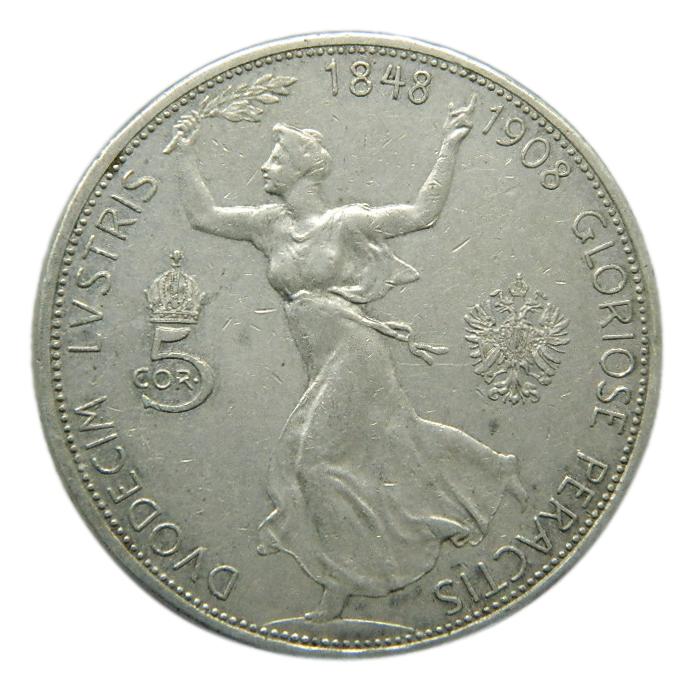 1908 - AUSTRIA - 5 CORONAS - PLATA