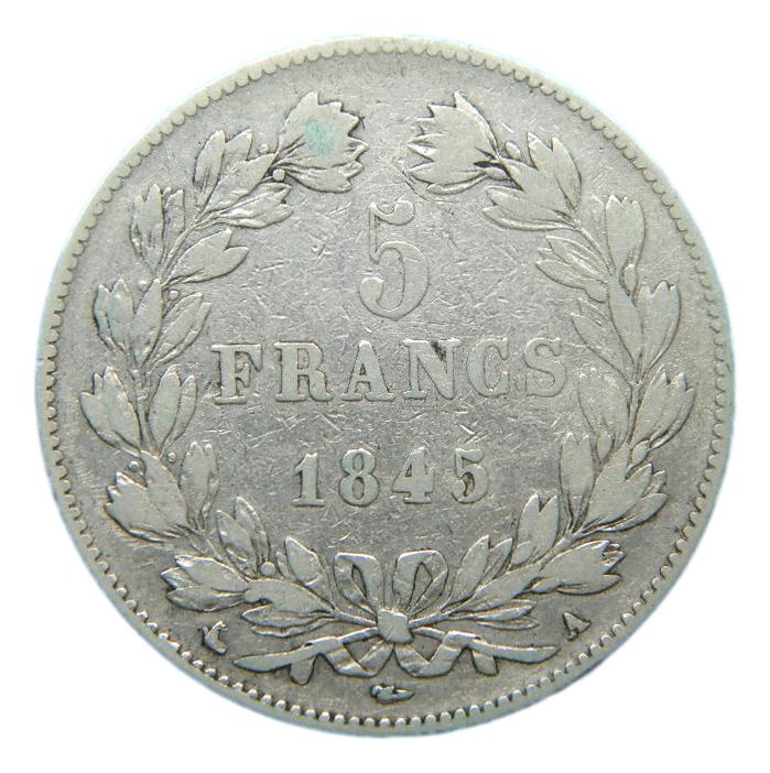 1845 A - FRANCIA - 5 FRANCOS - PLATA